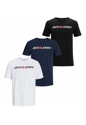 Jack & Jones RUNDHALS CORP 3 STÜCK - T-Shirt print - navy weiß schwarz