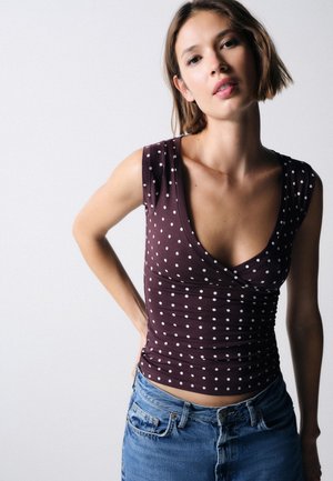 THE SET, REGULAR FIT - 4 PACK CROSS V-NECK CAP SLEEVE TOPS . - Topp - plum spot taupe light pink pale khaki