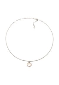 Sølv halsbånd med en glat, rund perle ved midten. Har et minimalistisk design og en justerbar kæde til længde.