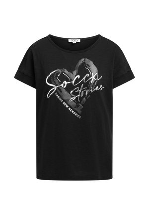 Soccx, SOCCX T-SHIRT MIT ÜBERSCHNITTENER SCHULTER UND FOLIENPRINT - Print T-shirt - black