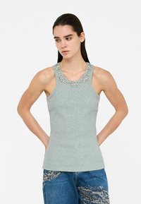 LIU JO WITH BEJEWELLED APPLIQUÉS - Top - Grey