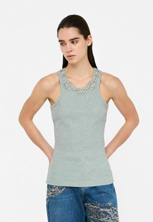 LIU JO WITH BEJEWELLED APPLIQUÉS - Top - Grey