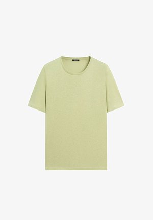 Massimo Dutti, SHORT SLEEVE LINEN AND COTTON T-SHIRT - T-Shirt basic - green
