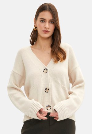 V-NECK POCKET DETAILED - Cardigan - ecru