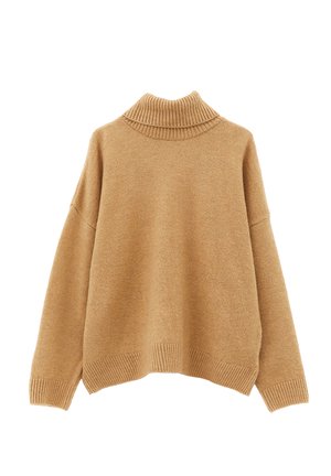 Suéter demasiado grande con un cuello alto acanalado, hombros caídos y dobladillo acanalado. Hecho de un material de punto suave y texturizado.