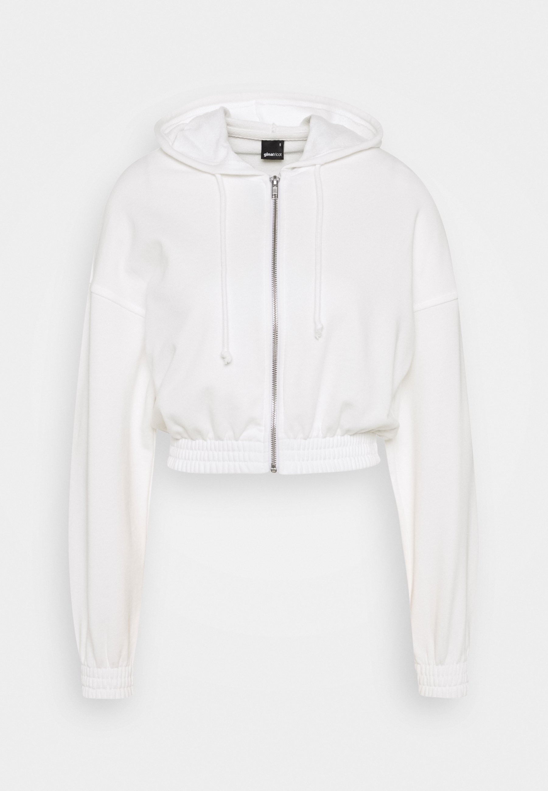 Gina Tricot Zip-up sweatshirt white (Pre-owned) Zalando