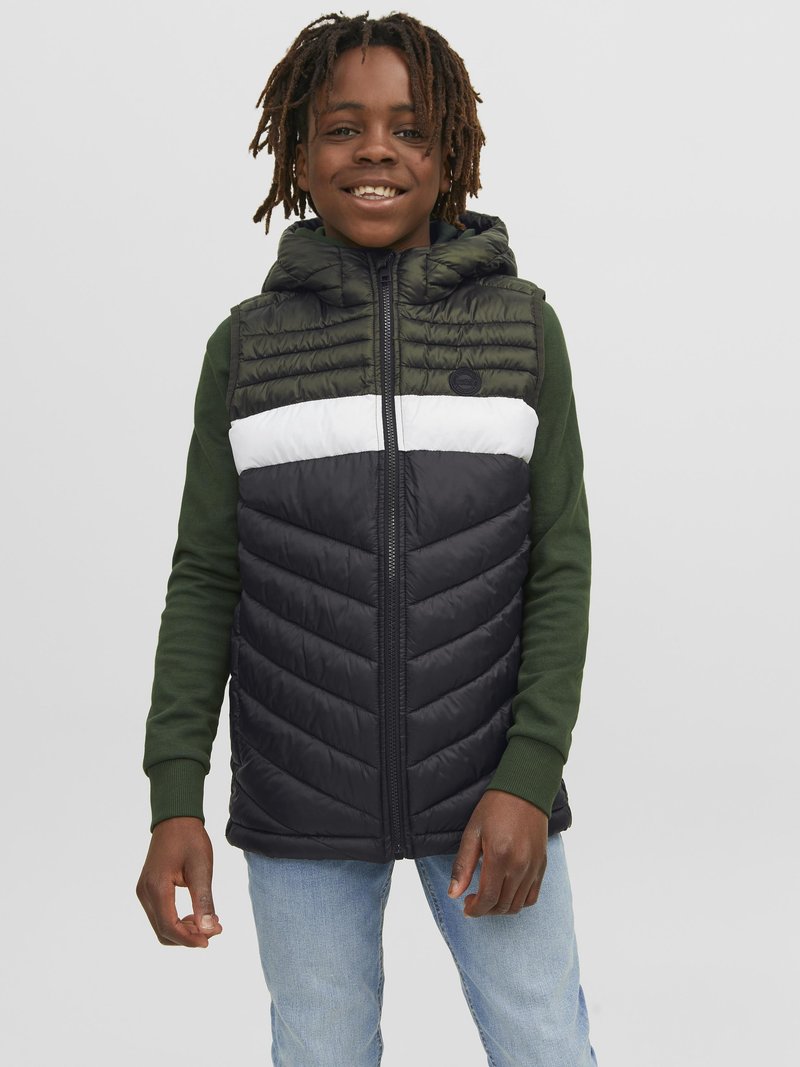 Jack & Jones Junior JJEHERO BODYWARMER HOOD - Väst - rosin/black/white blocking