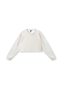 Felpa cropped di un beige chiaro con maniche lunghe e polsini a costine, caratterizzata da un discreto testo "10DAYS" sul petto.
