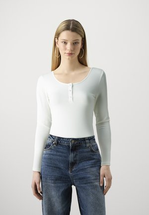 ONLLIVE LOVE PLACKET - Topper langermet - cloud dancer