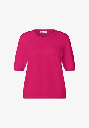 Street One, SHORT-SLEEVE SOLID-COLOR ROUND-NECK SWEATER - T-shirts basic - magenta dream