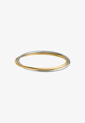 Three thin bangles in mixed metals: one gold-tone, one silver-tone, and a two-tone design, all with a smooth, polished finish.