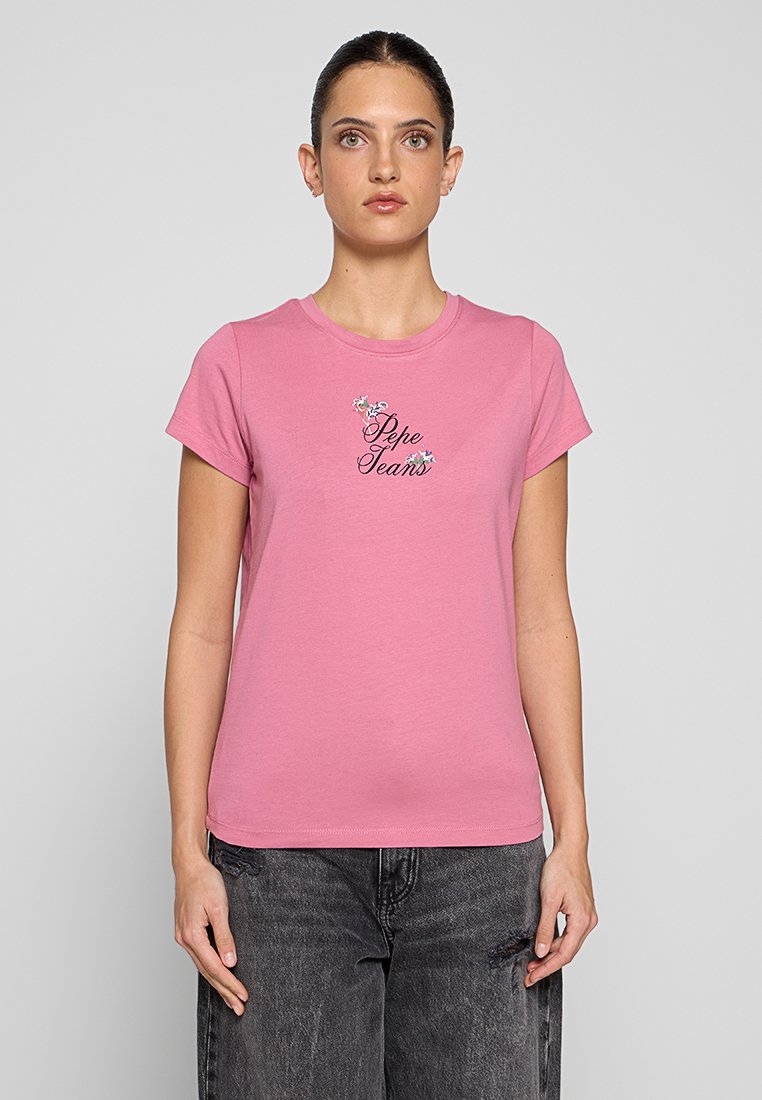 Pepe Jeans T-shirt print donkerroze