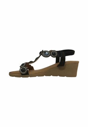 MAR SOLER CALA - Sandalias de cuña - black