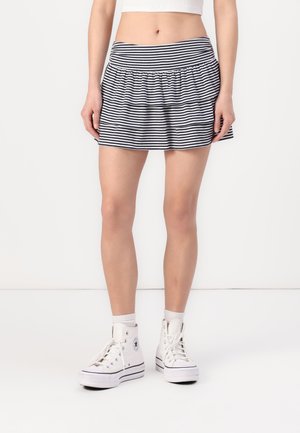 Hollister Co. RUFFLE MINI STRIPE - Mini sijonas - dark blue