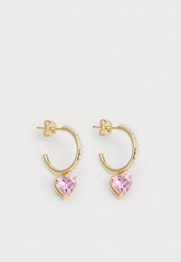 HEART HOOP DROP EARRINGS - Σκουλαρίκια - gold-coloured/pink