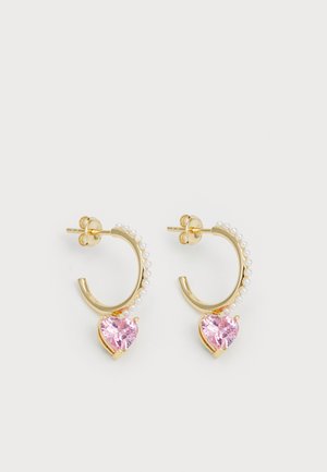 HEART HOOP DROP EARRINGS - Boucles d'oreilles - gold-coloured/pink