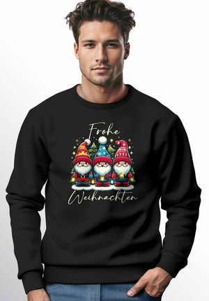 MoonWorks WEIHNACHTSEN WICHTEL  AUFDRUCK FROHE SOUTFIT - Sweatshirt - schwarz