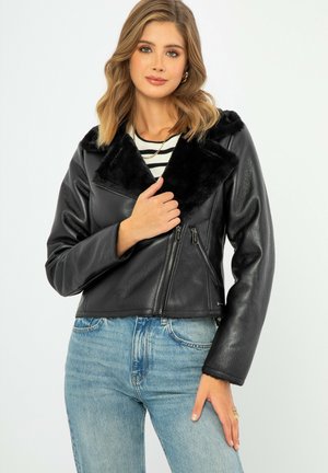 Faux leather jacket - black