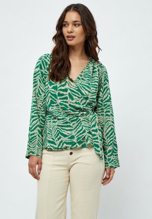 DEALBERTE LONG SLEEVE WRAP BLOUSE. - Blouse - simply green