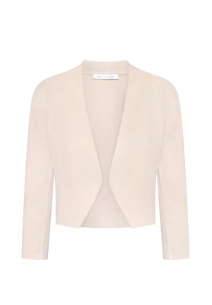 Beiger, kurz geschnittener Blazer mit offenem Vorderteil, langen Ärmeln und tailliertem Schnitt von Betty & Co.