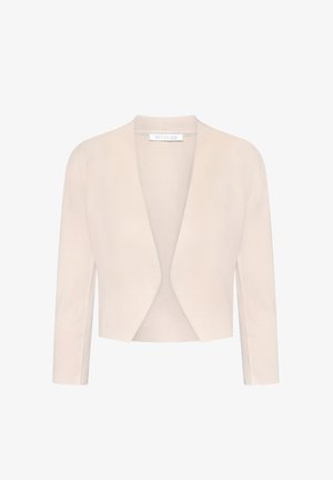 Beiger, kurz geschnittener Blazer mit offenem Vorderteil, langen Ärmeln und tailliertem Schnitt von Betty & Co.