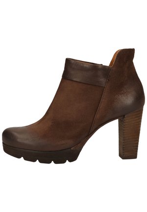 Enkellaarsjes met hoge hak - dark brown