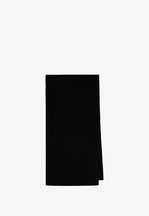 Coperta nera a coste con forma rettangolare. Tessuto morbido, colore uniforme, senza motivi o accenti. Adatta a diversi ambienti.