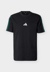ESSENTIALS THREE STRIPES SINGLE - T-shirt imprimé - black/team dark green/white/better scarlet