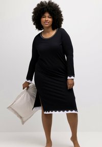 Ulla Popken HEM CONTRAST SUPER SOFT - Camicia da notte - black