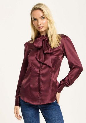 TIE FRONT GOLD BUTTON  - Button-down blouse - burgundy