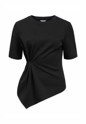 Object, T-SHIRT ASYMMETRIC RUCHED - T-shirt imprimé - black