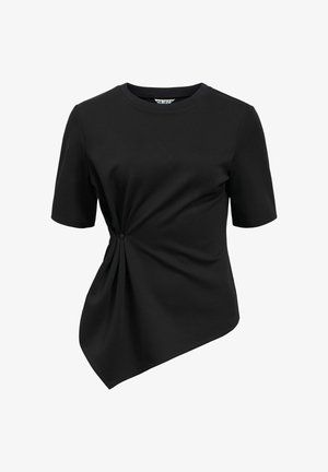 Object, T-SHIRT ASYMMETRIC RUCHED - T-shirt imprimé - black