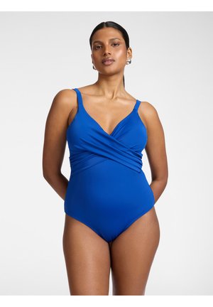 Elena Mirò COSTUME INTERO DRAPPEGGIATO - Costume da bagno - bluette