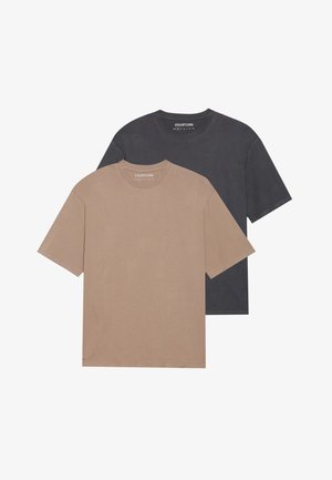 UNISEX 2 PACK BASIC BOXY T SHIRT - Osnovna majica kratkih rukava - desert taupe/forged iron