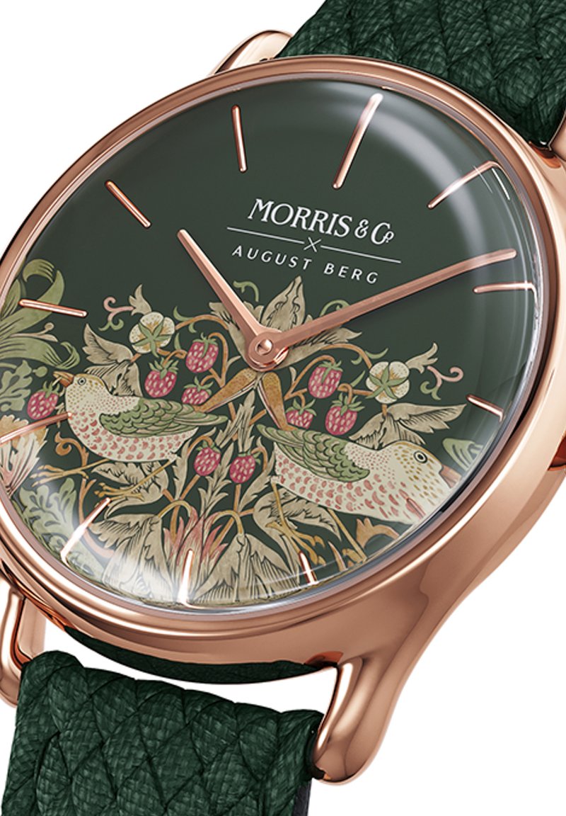 Herren Analoguhren | August Berg UHR MORRIS & CO ROSE GOLD GREEN PERLON 30MM Uhr fennel/grün - XD17004 Herren Analoguhren | August Berg UHR MORRIS & CO ROSE GOLD GREEN PERLON 30MM Uhr fennel/grün - XD17004