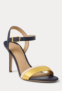 Lauren Ralph Lauren GWEN COLOR-BLOCKED NAPPA LEATHER SANDAL - Klasične pete - refined navy/modern gold/white