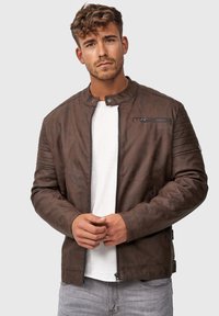 INDICODE JEANS - MANUEL - Imitatieleren jas - dark brown Miniatuurafbeelding 1