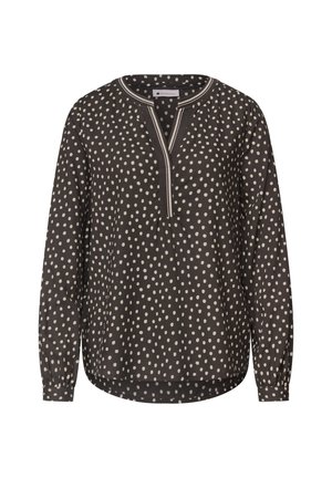 Street One, LANGARM TUNIKA MIT SPLIT NECK UND PRINT - Blouse - black coffee