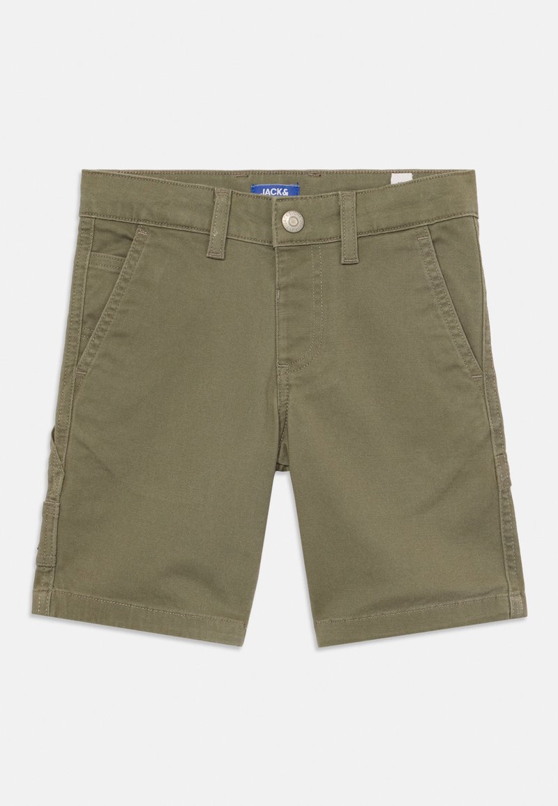 Olivgröna denimshorts med framknäppning, dragkedja och två sidofickor. Rakt snitt med sömnadsdetaljer och inga synliga mönster.