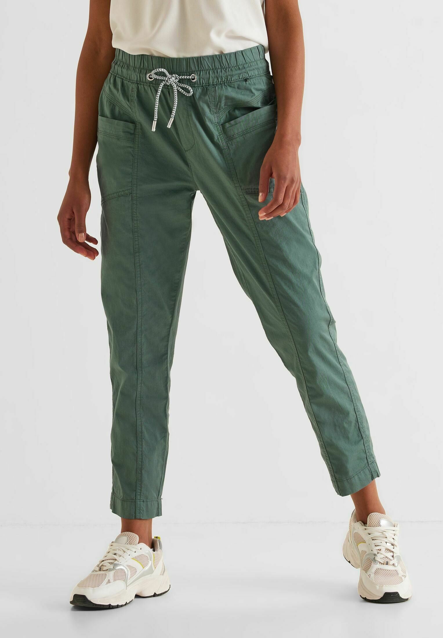 Pantalon Street One Motif Os De Poisson - Taille Haute, Jambes Larges, Coupe Décontractée
