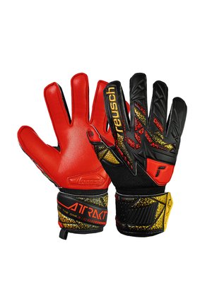 Reusch, TORWARTHANDSCHUHE ATTRAKT SILVER JUNIOR UNISEX - Goalkeeping gloves - 7075 blck gold - coloured firy red