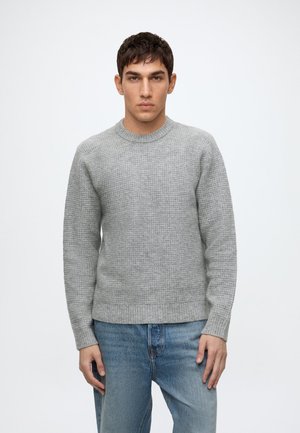 Selected, SLMRAI LS KNIT WAFFLE CREW NECK - Maglione - light grey melange
