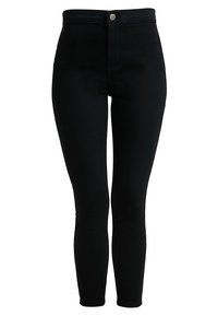 Höga svarta skinny jeans med knapp- och dragkedjestängning, framfickor och avsmalnande ben i ankellängd.