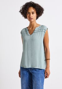 Street One CRINKLE MIT TAPE - Blouse - blau