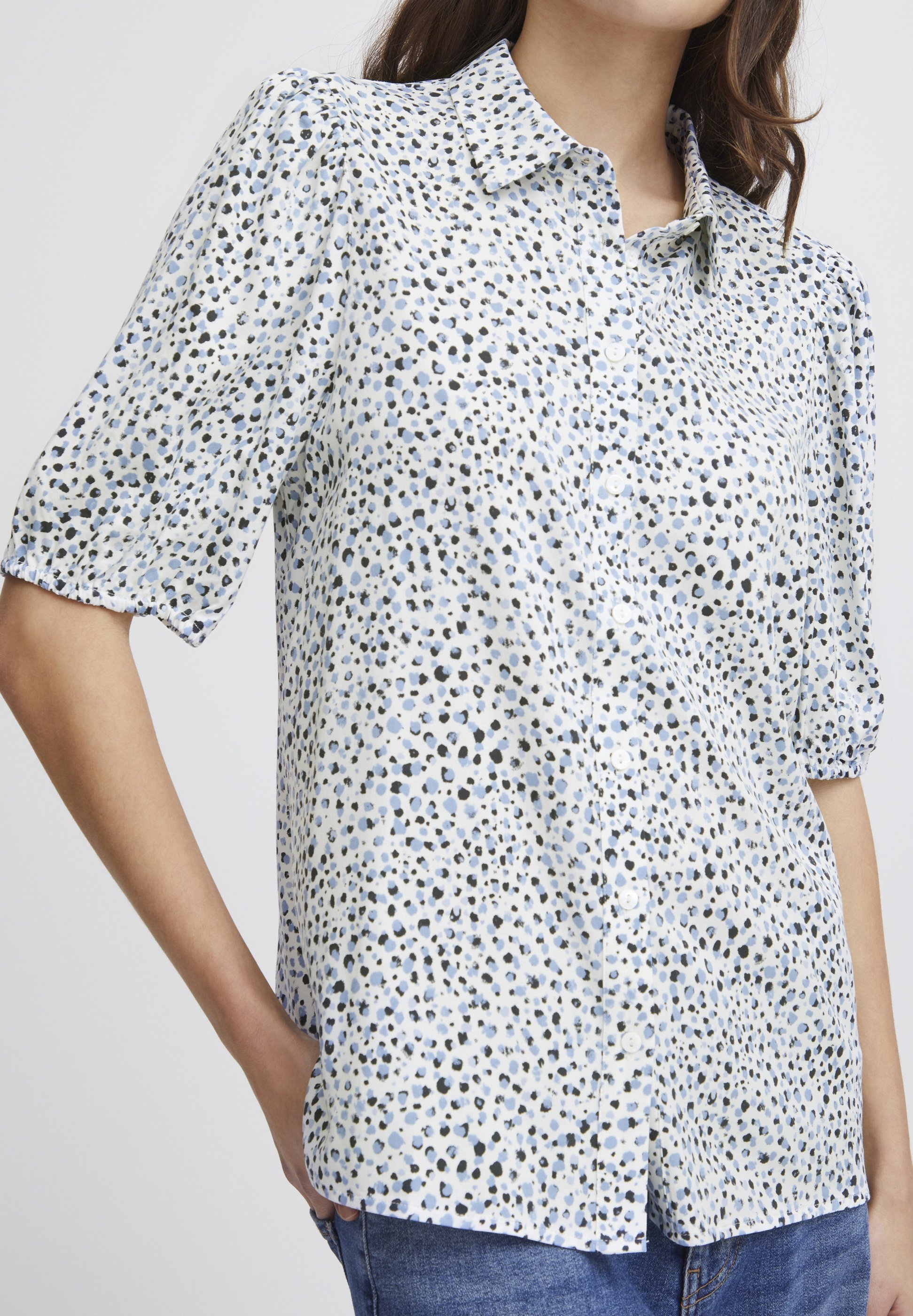 売れ筋商品|||イチ シャツ レディース トップス IHAya - Button-down blouse - della robbia blue dot aop IHAYA Shirt in della robbia blue dot aop viscose | ICHI