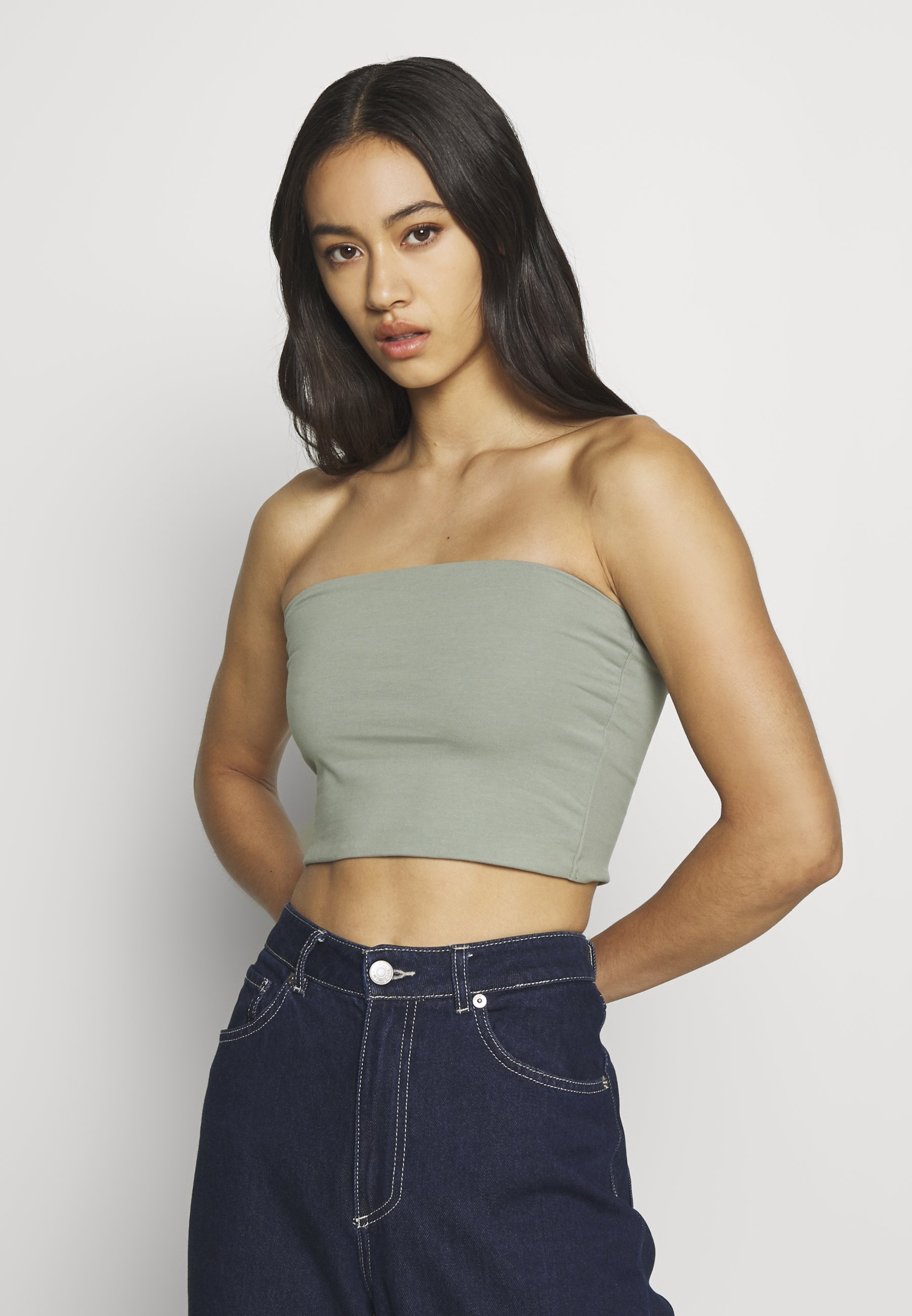 sage green tube top
