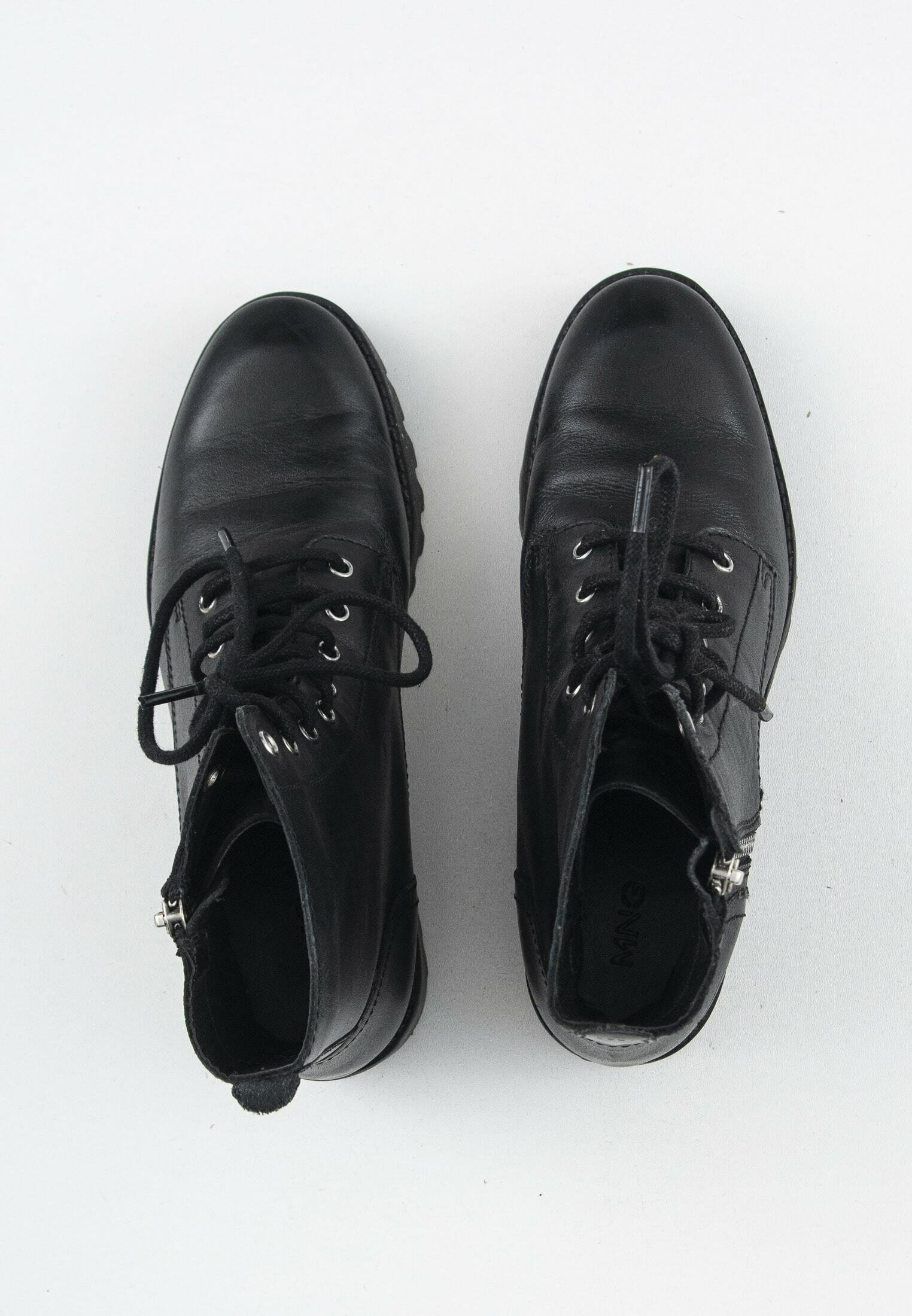 Mango Botines con cordones - black/negro - Zalando.es