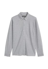 Grijze blouse met lange mouwen van een katoenmix, met een kraag, een sluiting met knopen aan de voorkant en een subtiele logodetail op de borst.
