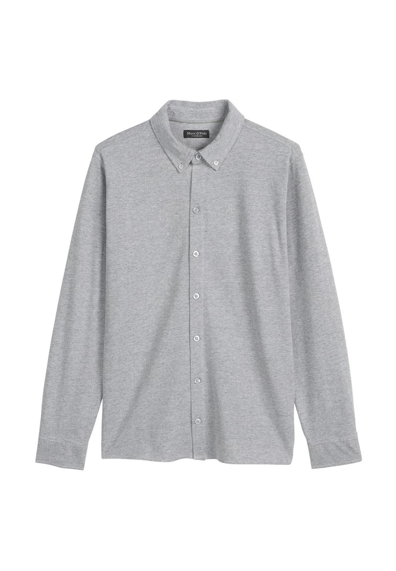 Grijze blouse met lange mouwen van een katoenmix, met een kraag, een sluiting met knopen aan de voorkant en een subtiele logodetail op de borst.