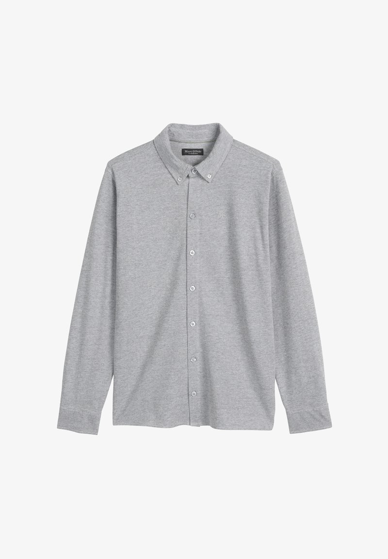 Grijze blouse met lange mouwen van een katoenmix, met een kraag, een sluiting met knopen aan de voorkant en een subtiele logodetail op de borst.